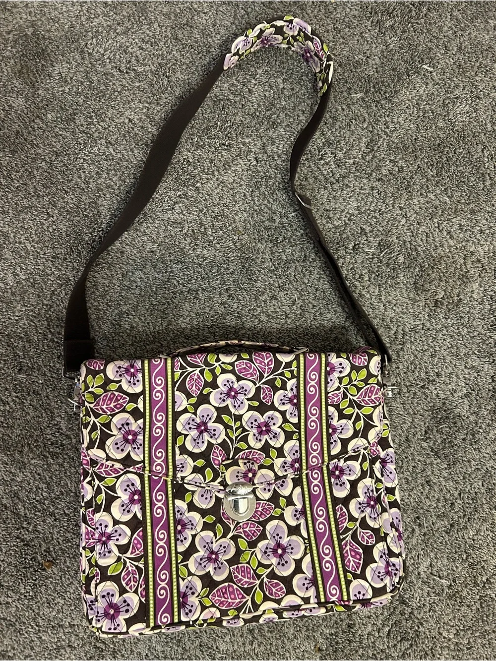 Vera Bradley Plum Petals Messenger/Laptop/School Bag - Excellent Condition
